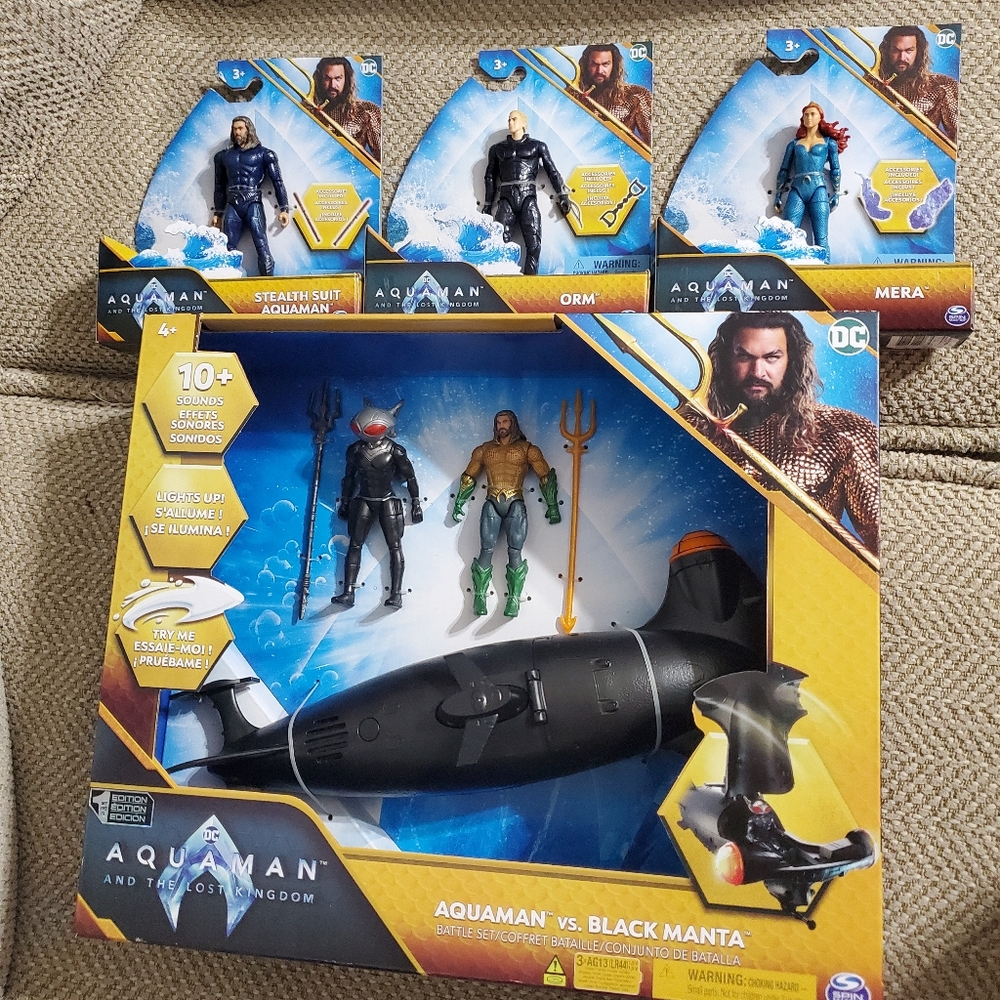 : 4" DC Aquaman The Lost Kingdom Aquaman, Mera, Black Manta, Orm Mera